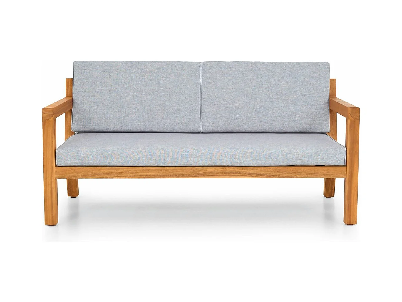 Canapé de jardin 2 places en bois FSC - coussins gris chiné - Palau