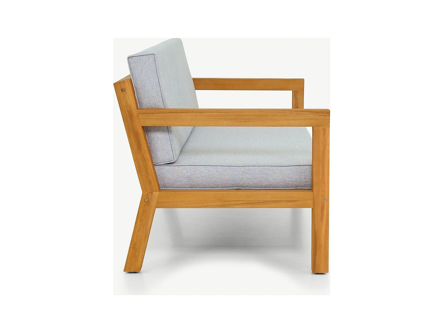 Canapé de jardin 2 places en bois FSC - coussins gris chiné - Palau