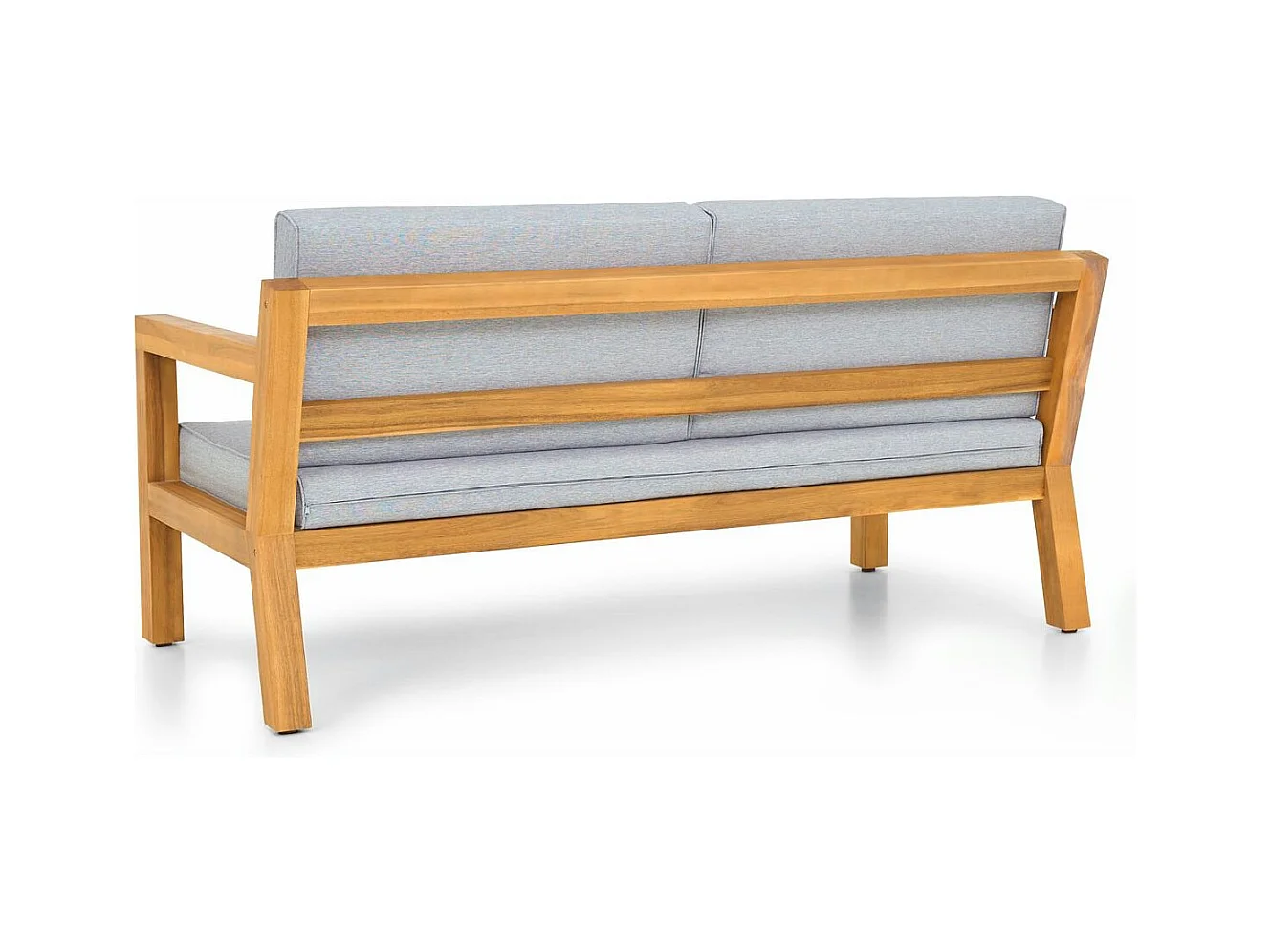 Canapé de jardin 2 places en bois FSC - coussins gris chiné - Palau