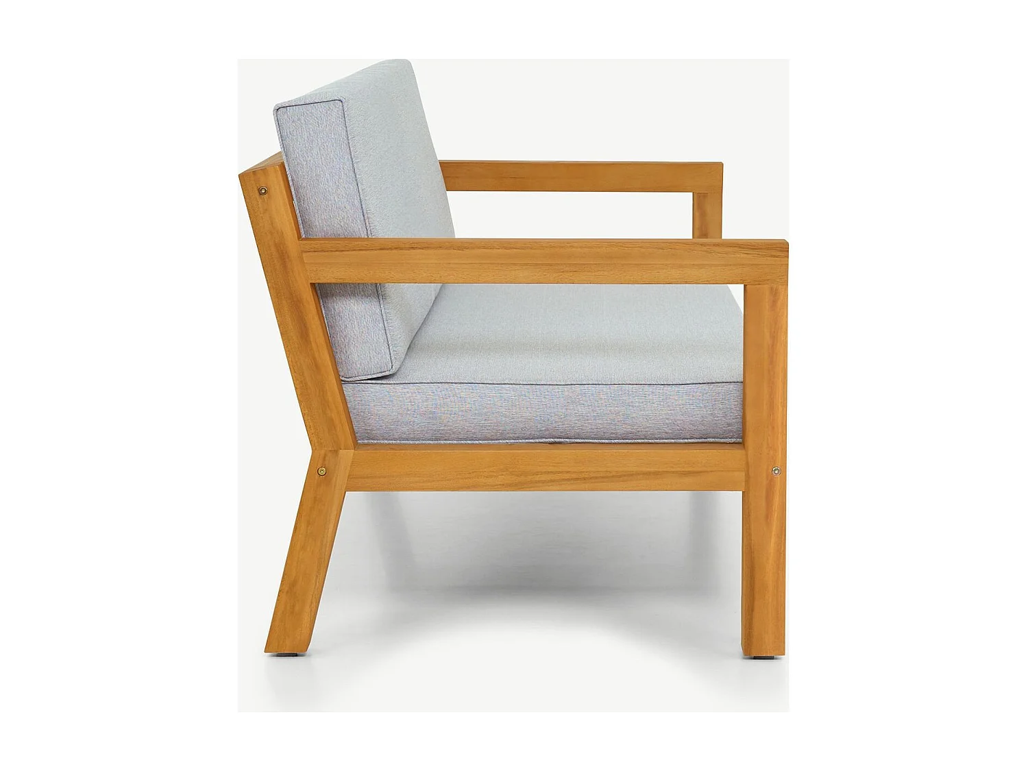 Canapé de jardin 2 places en bois FSC - coussins gris chiné - Palau