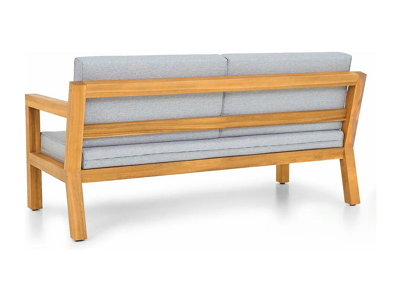 Canapé de jardin 2 places en bois FSC - coussins gris chiné - Palau