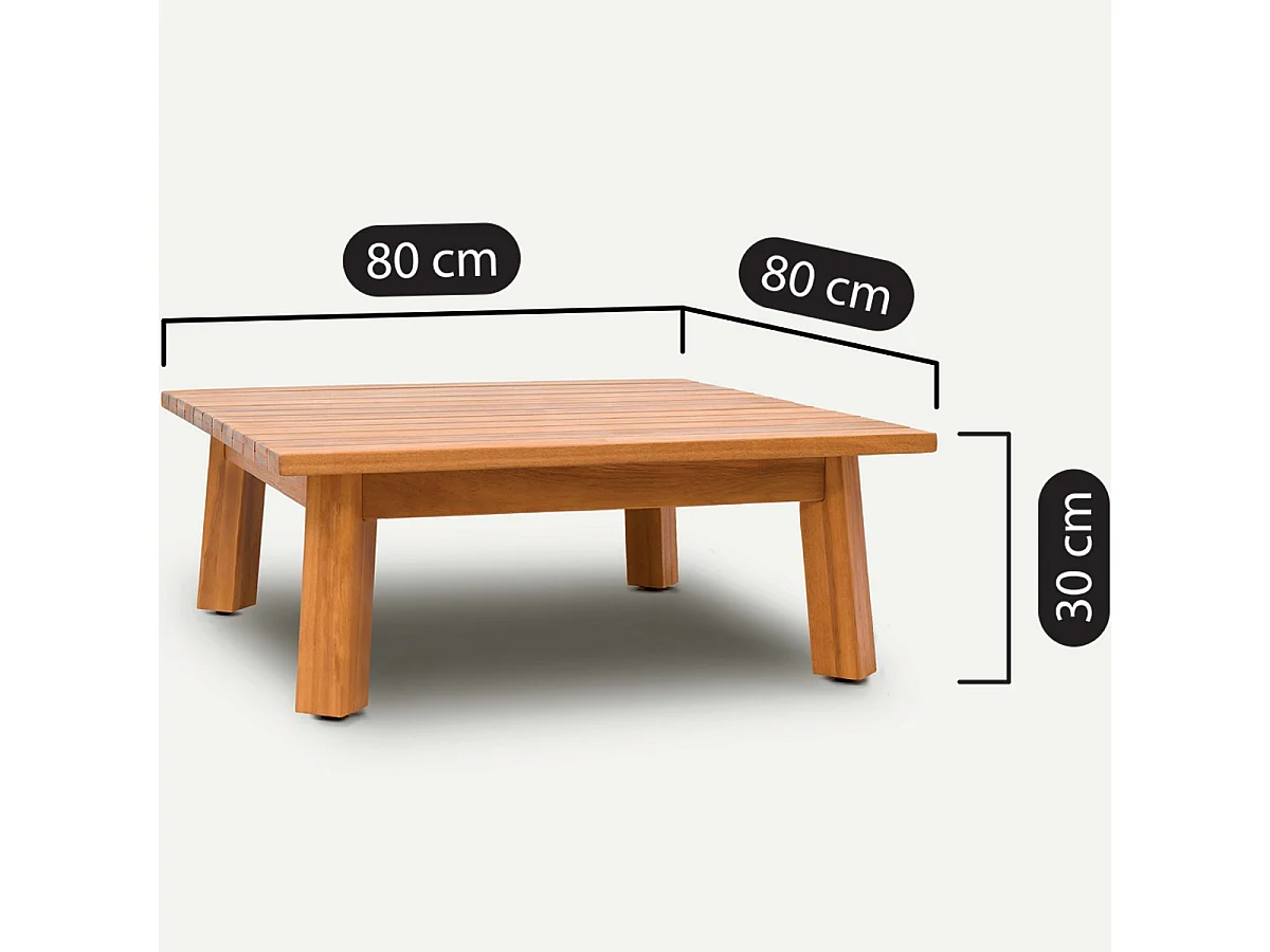 Table basse de jardin carrée en bois FSC - Palau