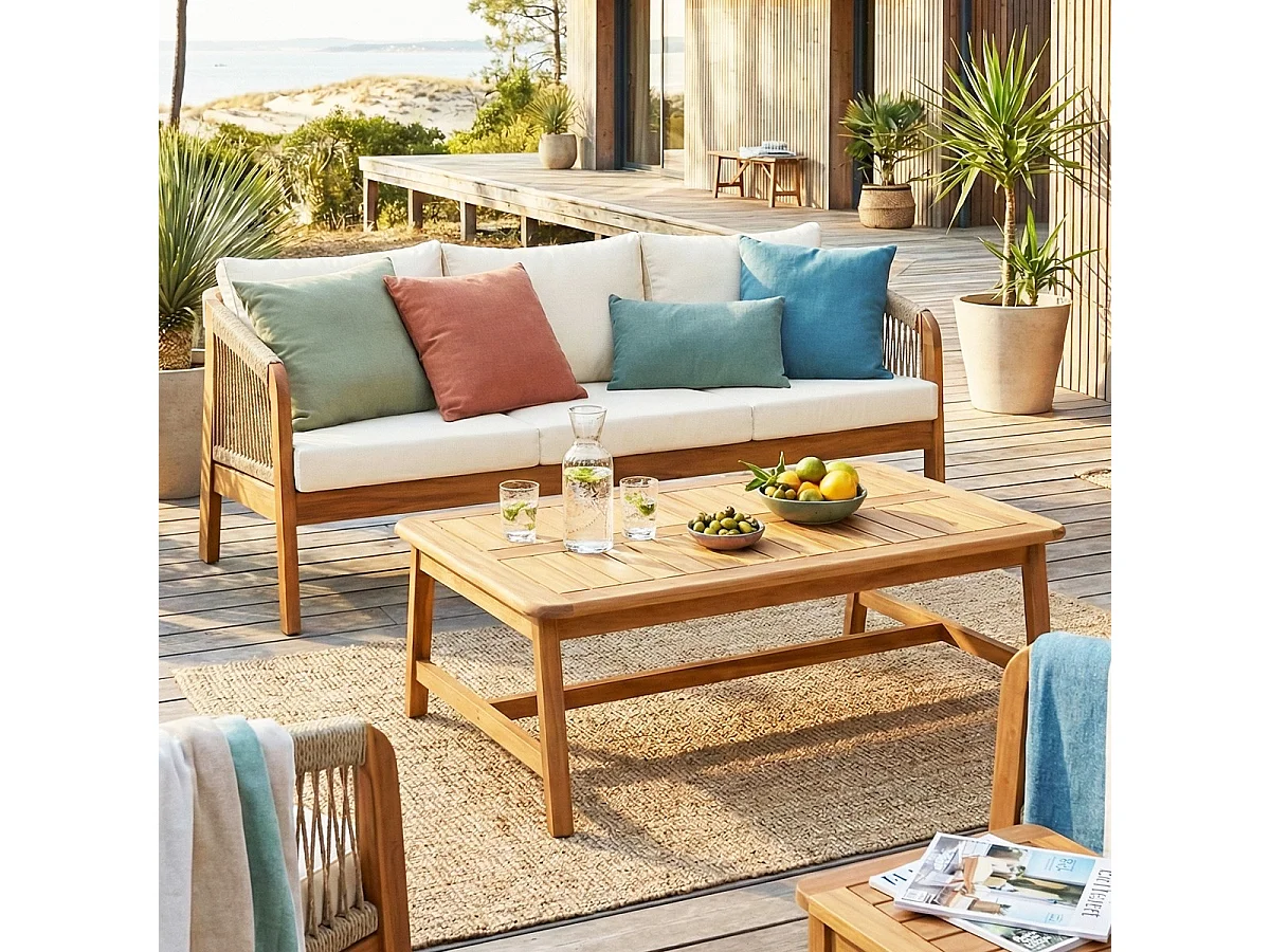 Table basse de jardin rectangulaire en bois FSC - Symi