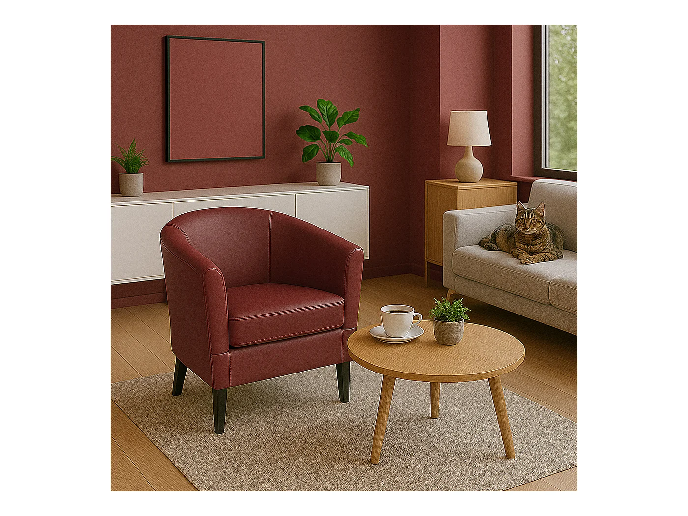 Loungefauteuil MCW-O17,  bordeaux