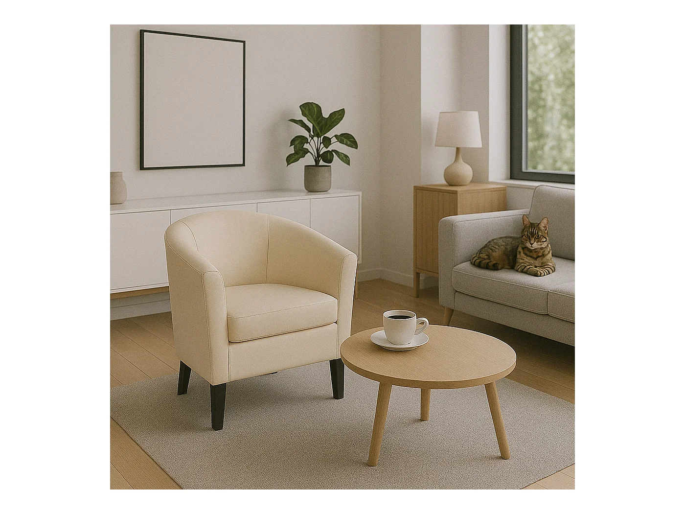 Loungefauteuil MCW-O17,  crème