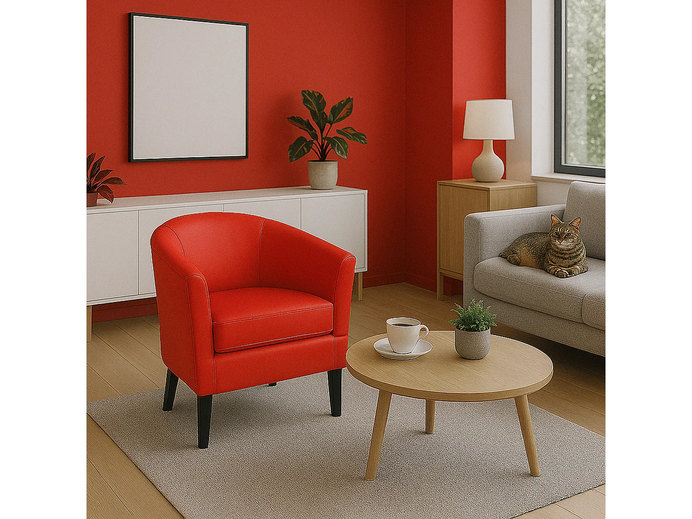 Loungefauteuil MCW-O17,  rood