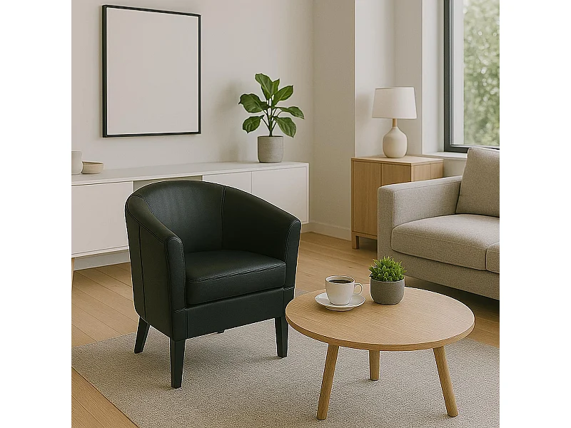 Fauteuil lounge MCW-O17,  noir