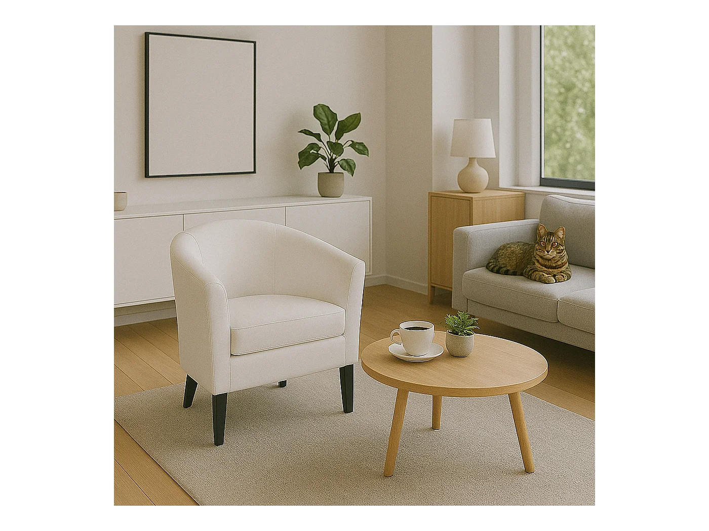 Loungefauteuil MCW-O17,  wit