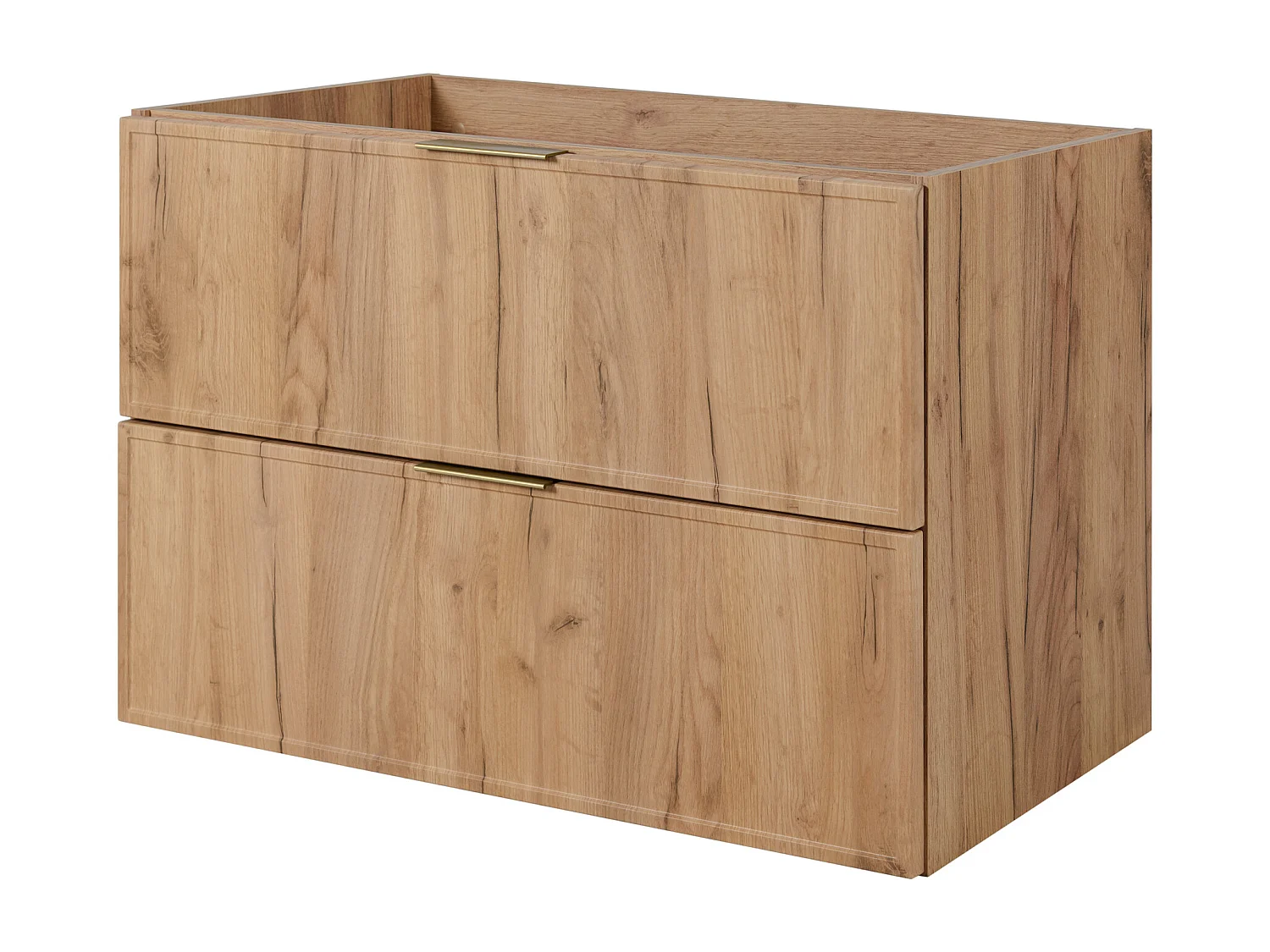 Meuble de salle de bain, Chêne Craft, poignée dorée, 100 (80 + 20) x 46 x 57 cm