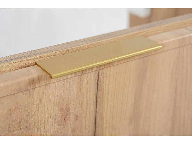 Badkamerkast, Eik Craft / Wit, gouden handgreep, 120 (2 x 60) x 46 x 57 cm