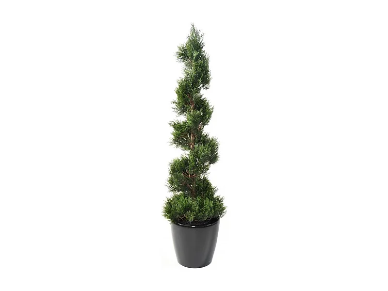 Plante artificielle haute gamme Spécial extérieur / Cyprès Artificiel Forme Spirale - Dim : 150 x 45 cm