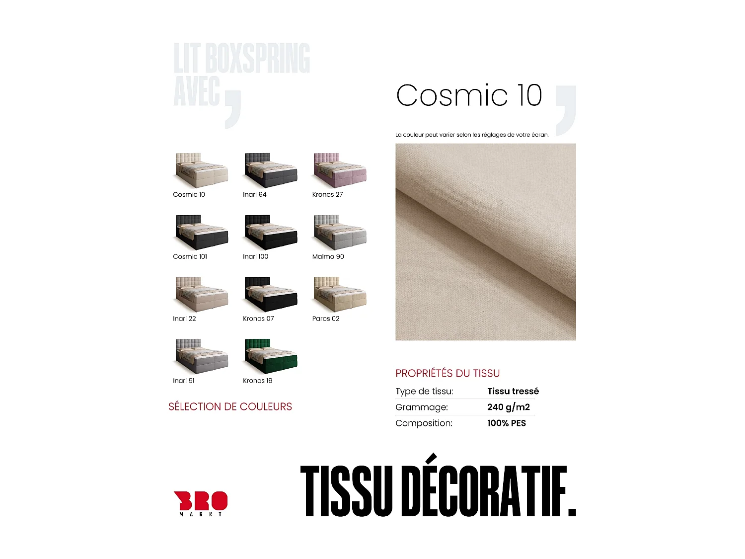 Lit boxspring avec rangement DETROIT - matelas - surmatelas - beige - 140x200 cm