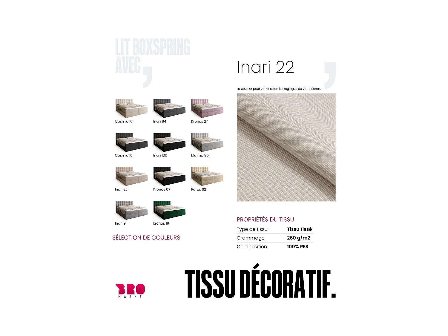 Lit boxspring avec rangement DETROIT - matelas - surmatelas - beige - 180x200 cm