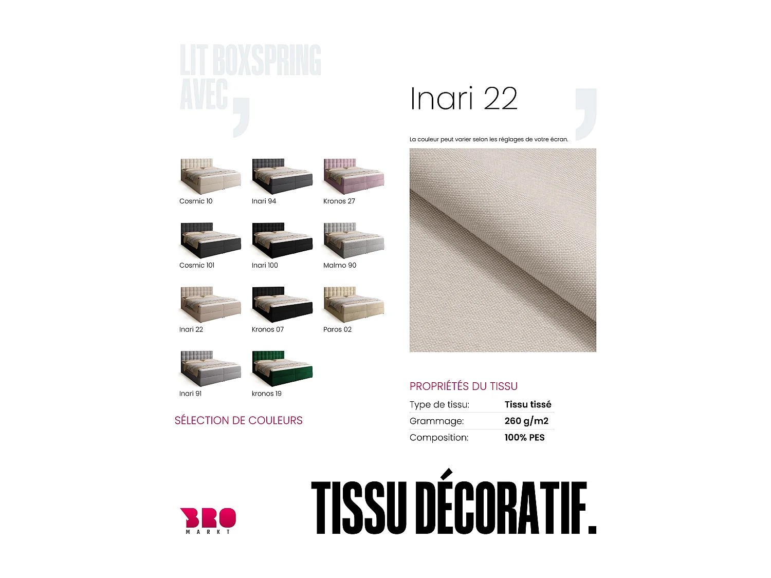 Lit boxspring avec rangement DETROIT - matelas - surmatelas - beige - 180x200 cm