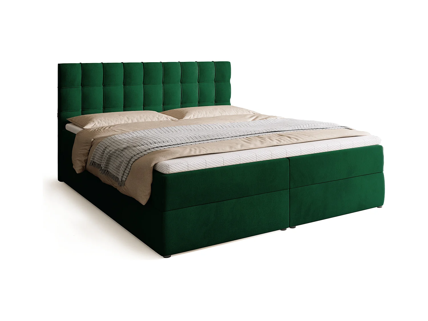 Boxspringbed met hoofdeinde, matras en dekmatras - DETROIT - 180x200 - groente