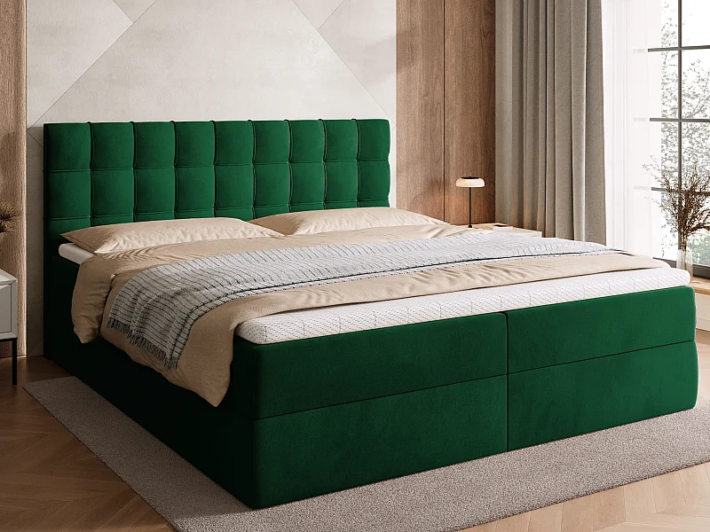 Boxspringbed met hoofdeinde, matras en dekmatras - DETROIT - 180x200 - groente