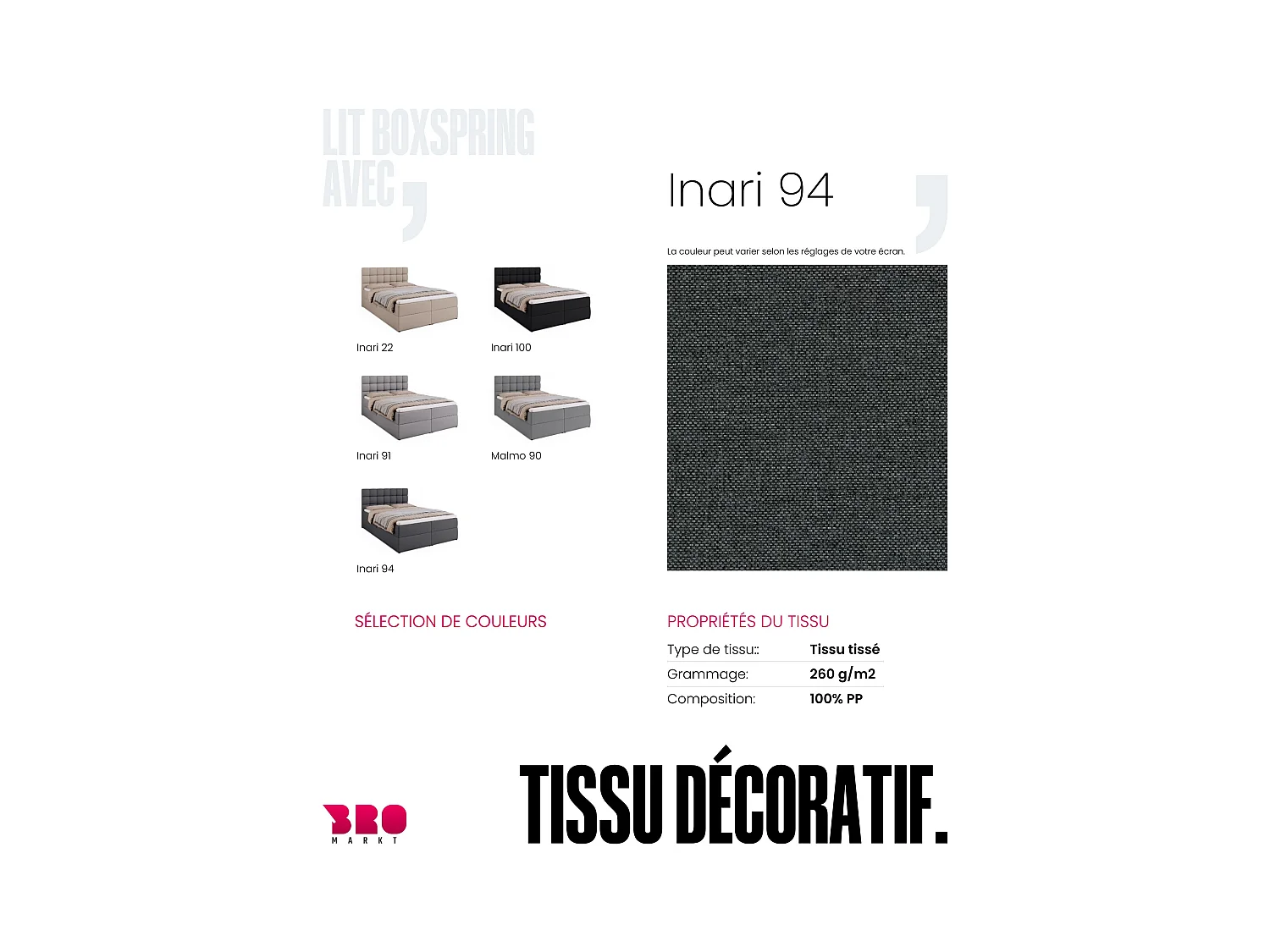 Boxspringbed met hoofdeinde, matras en dekmatras - DAKOTA - 140x200 - donkergrijs