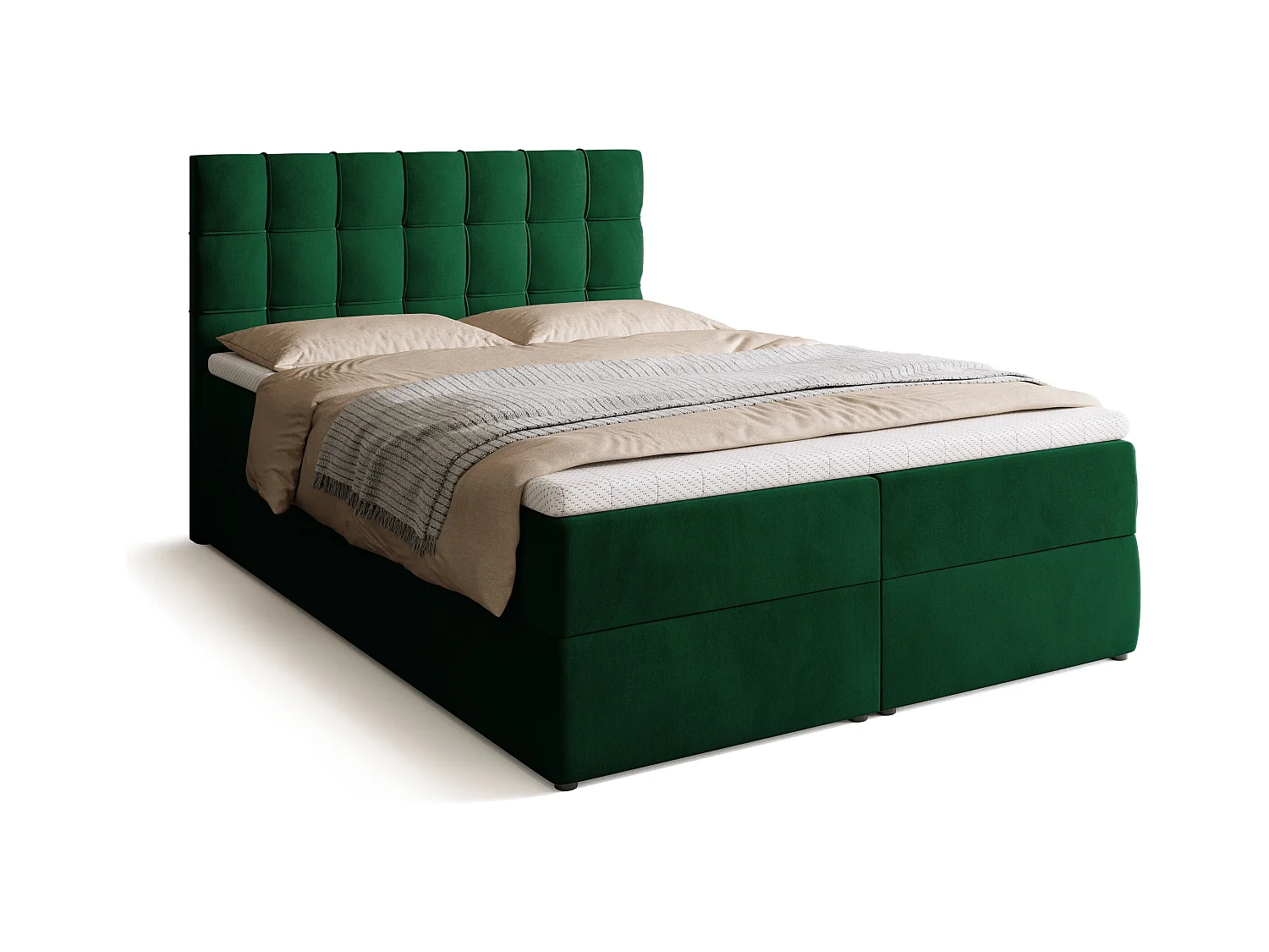 Boxspringbed met hoofdeinde, matras en dekmatras - DETROIT - 140x200 - groente