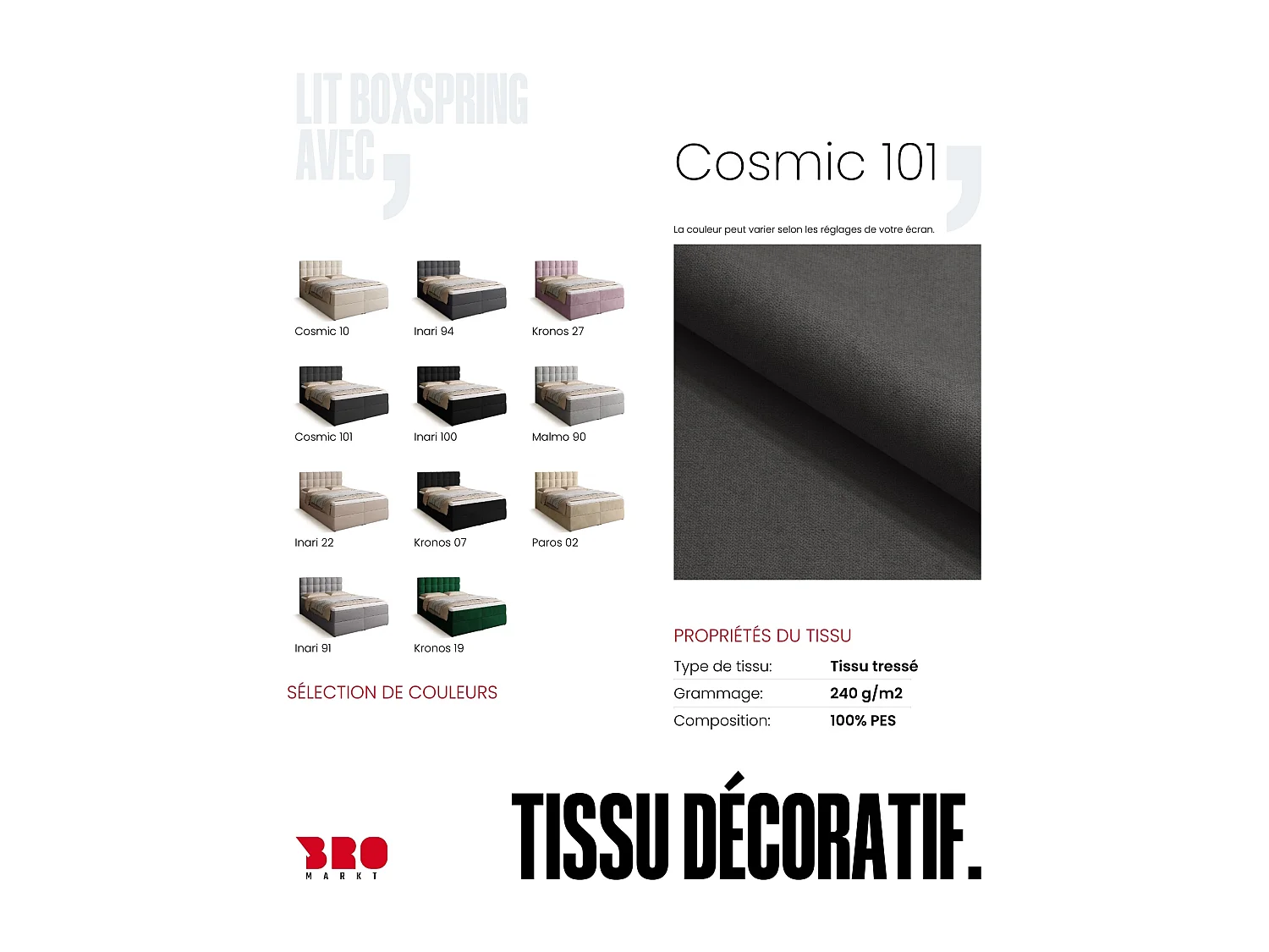 Lit boxspring avec rangement DETROIT - matelas - surmatelas - gris foncé - 140x200 cm