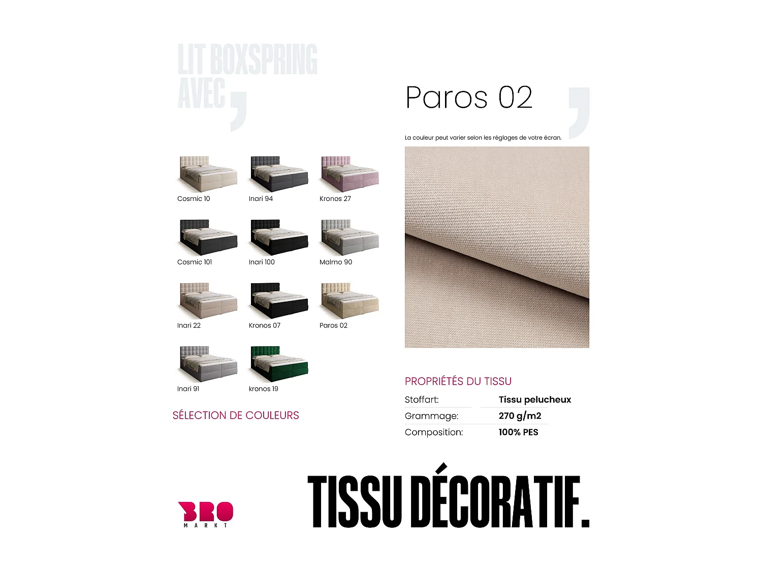 Lit boxspring avec rangement DETROIT - matelas - surmatelas - beige - 160x200 cm