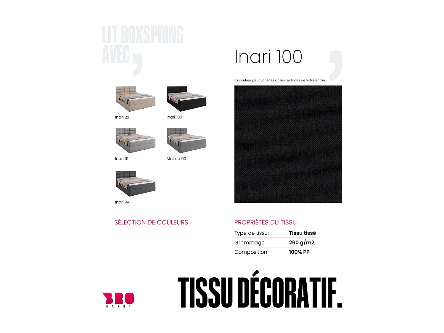 Lit boxspring avec rangement DAKOTA - matelas - surmatelas - noir - 160x200 cm