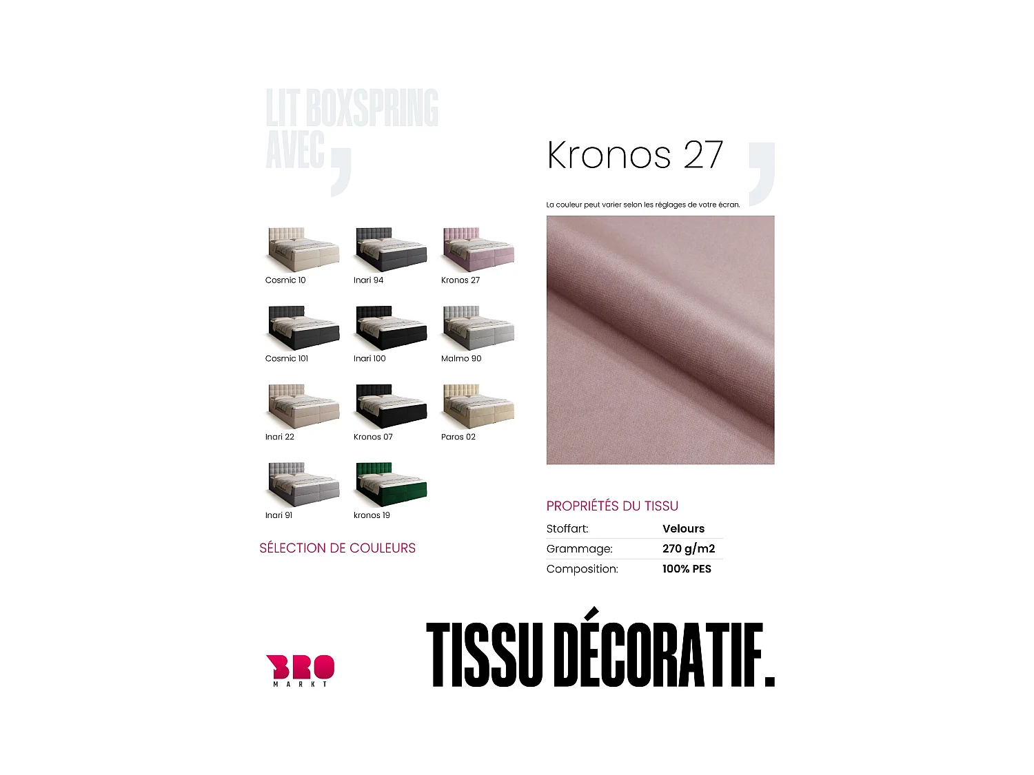 Boxspringbed met hoofdeinde, matras en dekmatras - DETROIT - 160x200 - poederroze