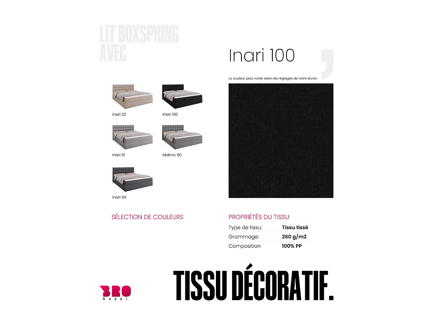 Lit boxspring avec rangement DAKOTA - matelas - surmatelas - noir - 180x200 cm