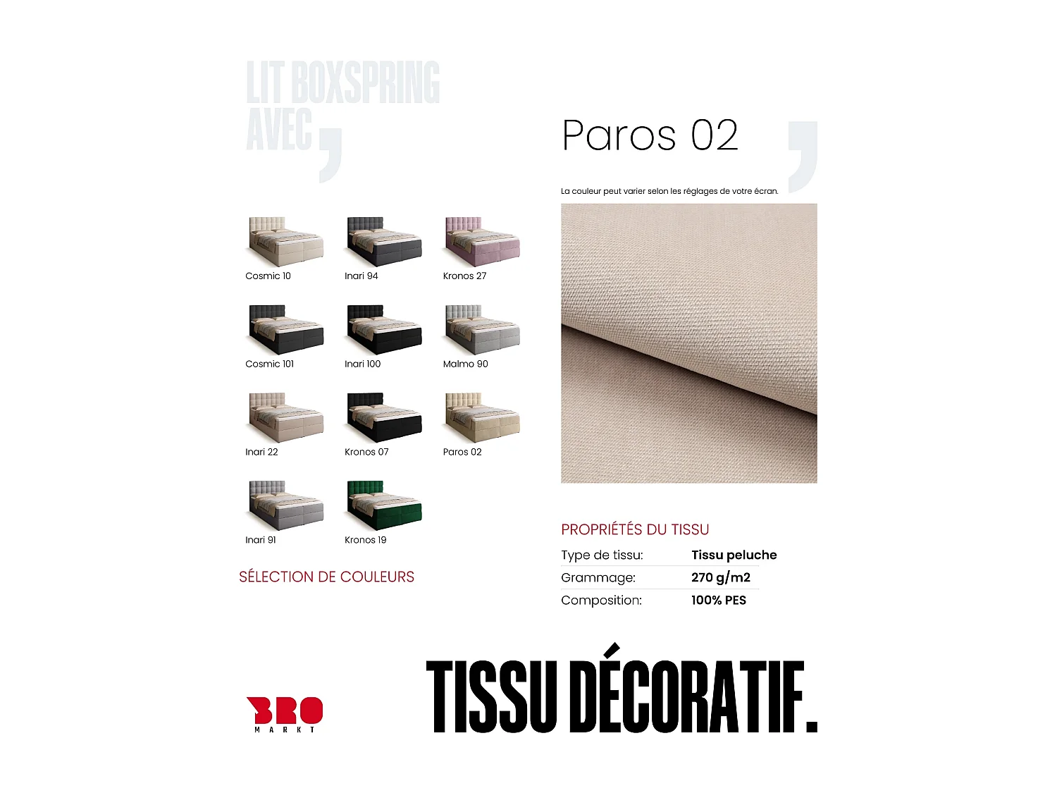 Lit boxspring avec rangement DETROIT - matelas - surmatelas - beige - 140x200 cm