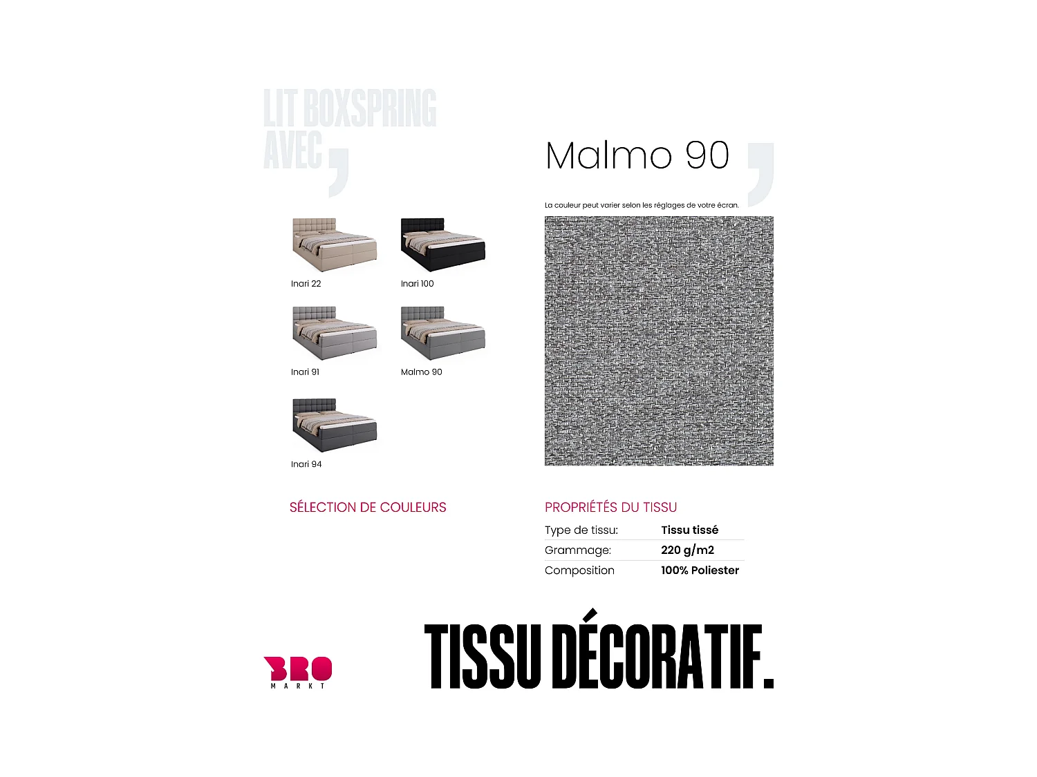 Boxspringbed met hoofdeinde, matras en dekmatras - DAKOTA - 160x200 - grijs