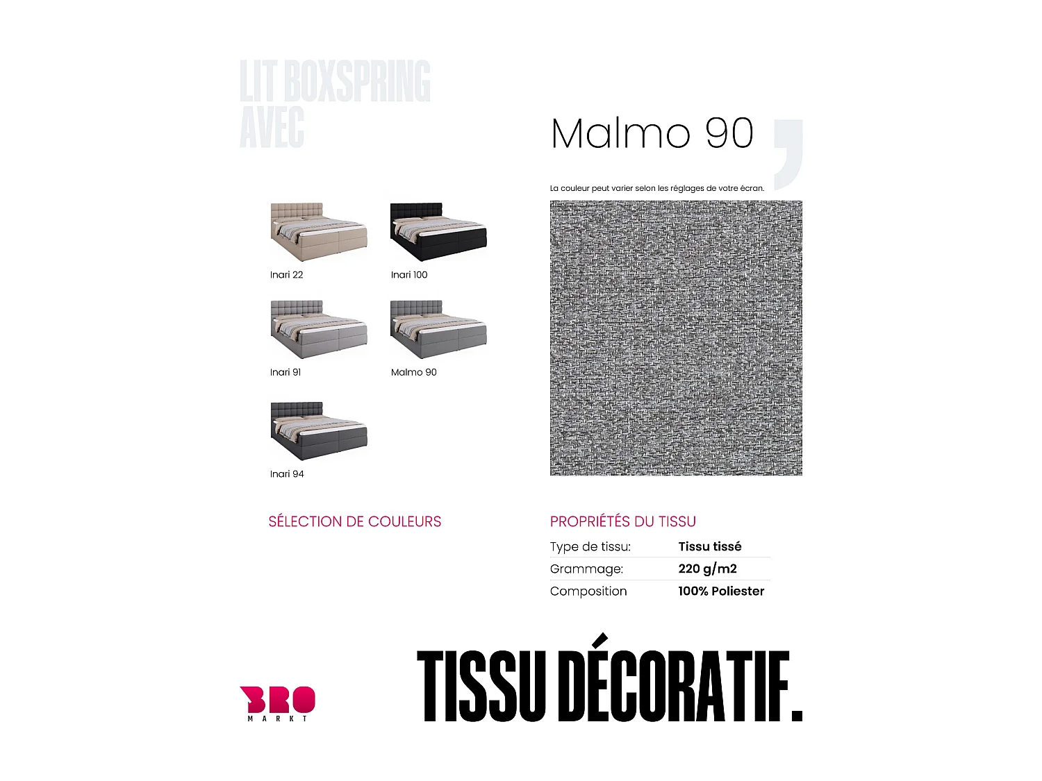 Lit boxspring avec rangement DAKOTA - matelas - surmatelas - gris - 180x200 cm