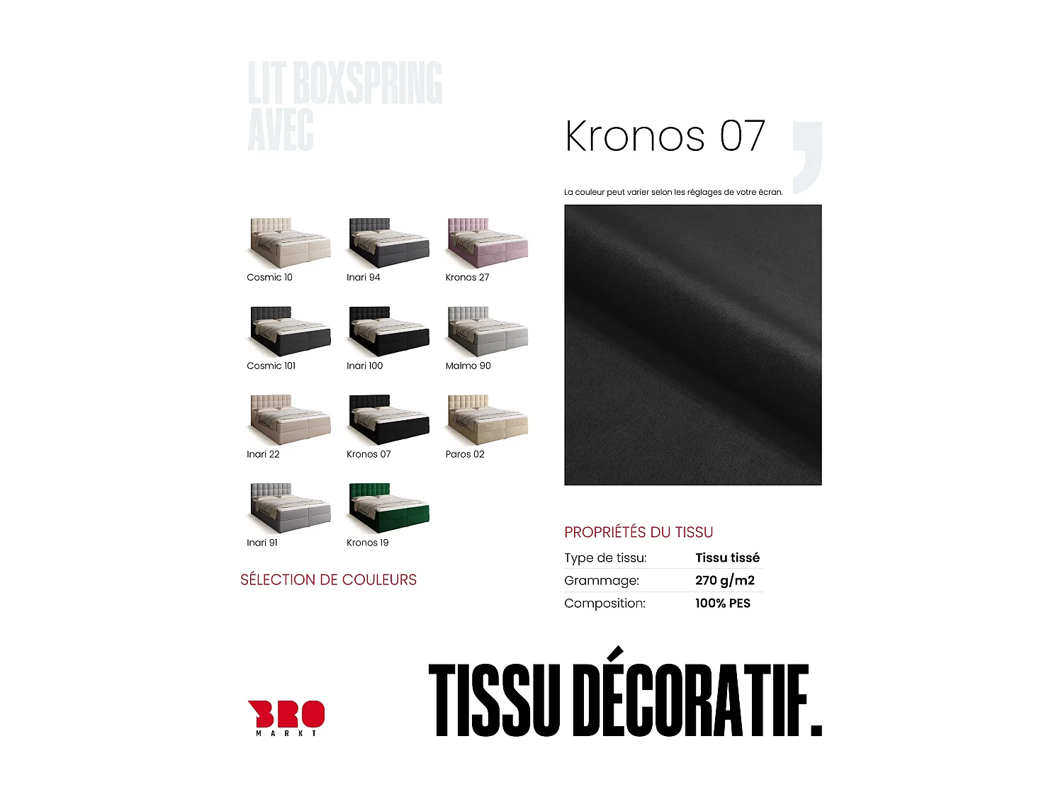 Lit boxspring avec rangement DETROIT - matelas - surmatelas - noir - 160x200 cm