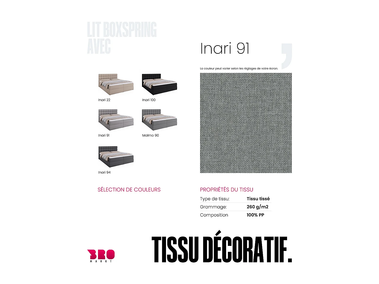 Lit boxspring avec rangement DAKOTA - matelas - surmatelas - gris - 180x200 cm