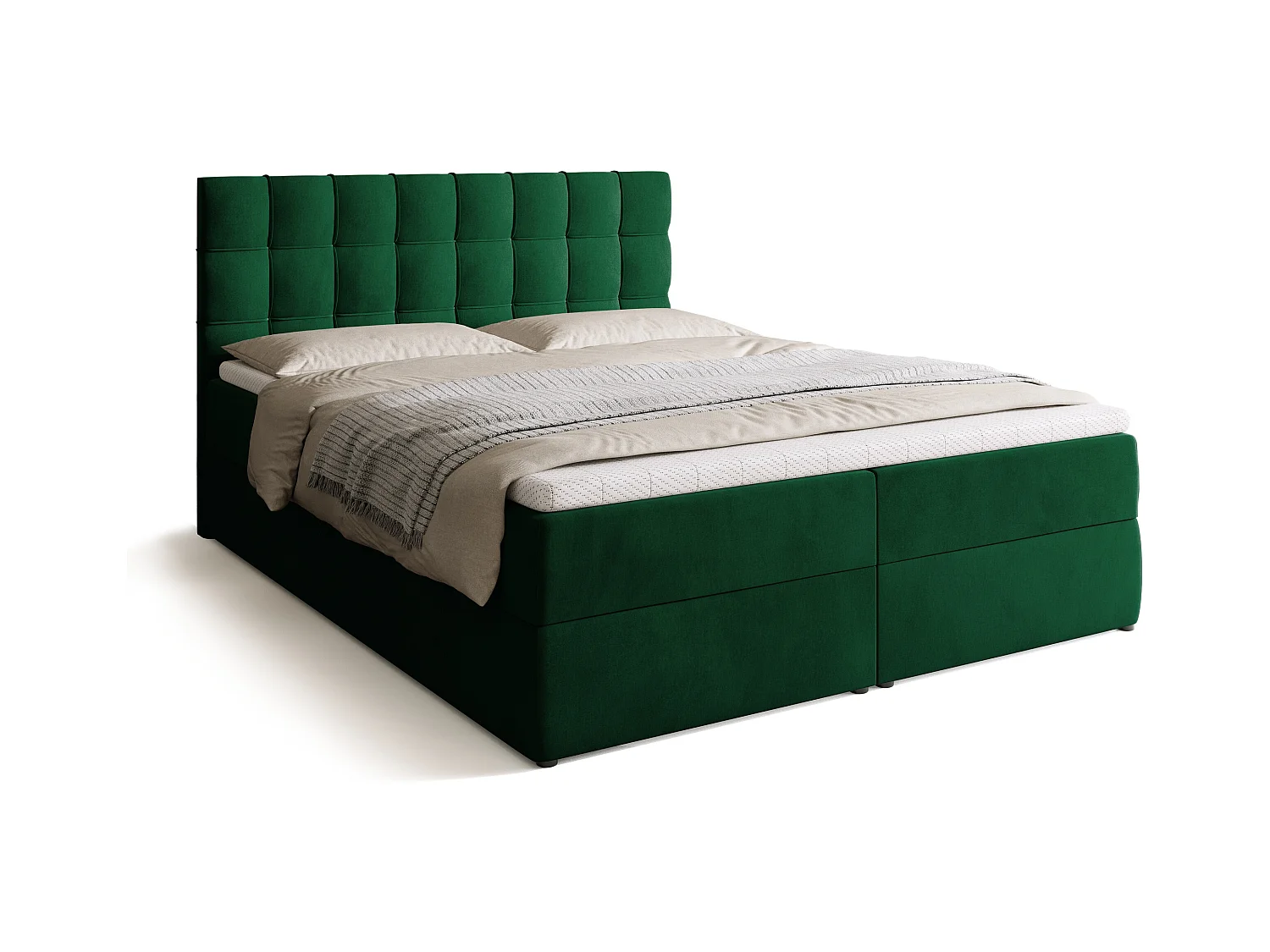 Boxspringbed met hoofdeinde, matras en dekmatras - DETROIT - 160x200 - groente
