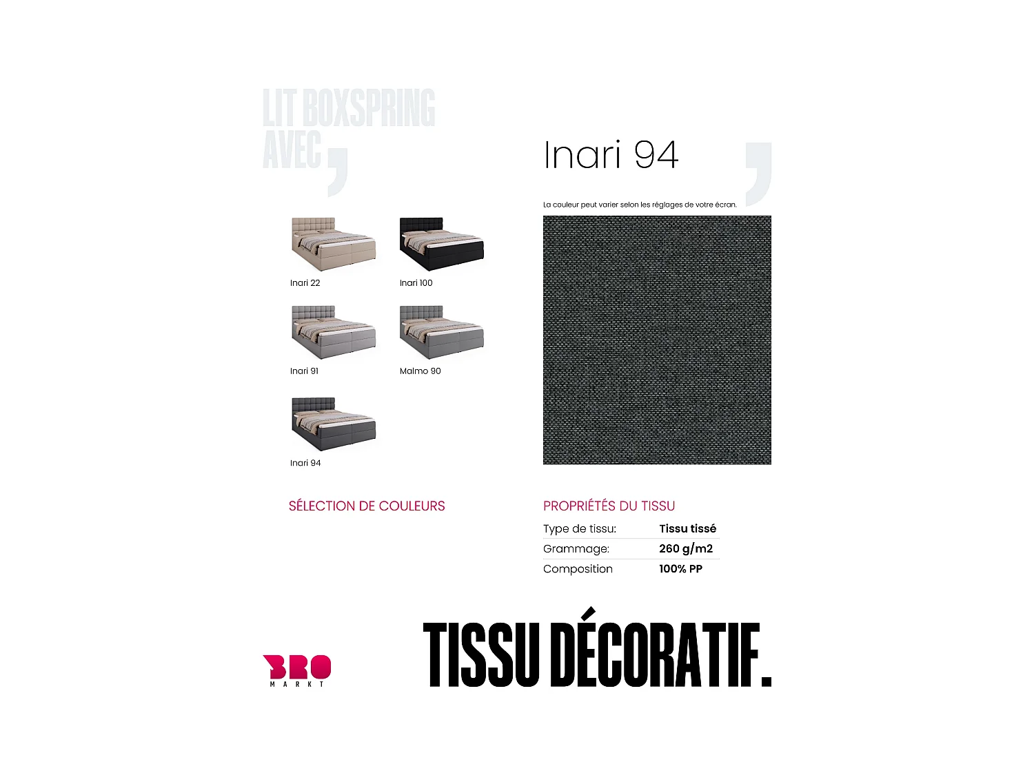 Boxspringbed met hoofdeinde, matras en dekmatras - DAKOTA - 160x200 - donkergrijs