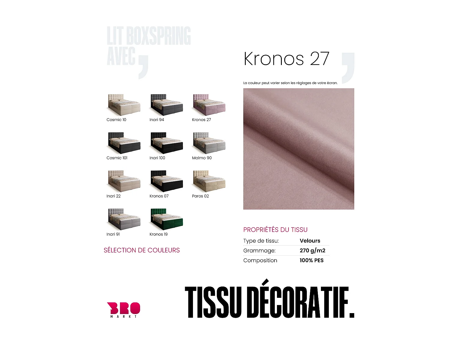 Lit boxspring avec rangement DETROIT - matelas - surmatelas - rose - 140x200 cm