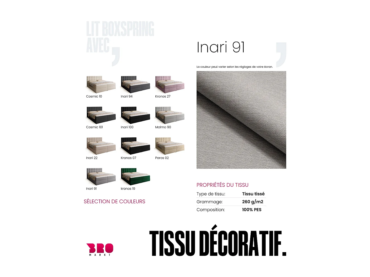 Boxspringbed met hoofdeinde, matras en dekmatras - DETROIT - 180x200 - grijs