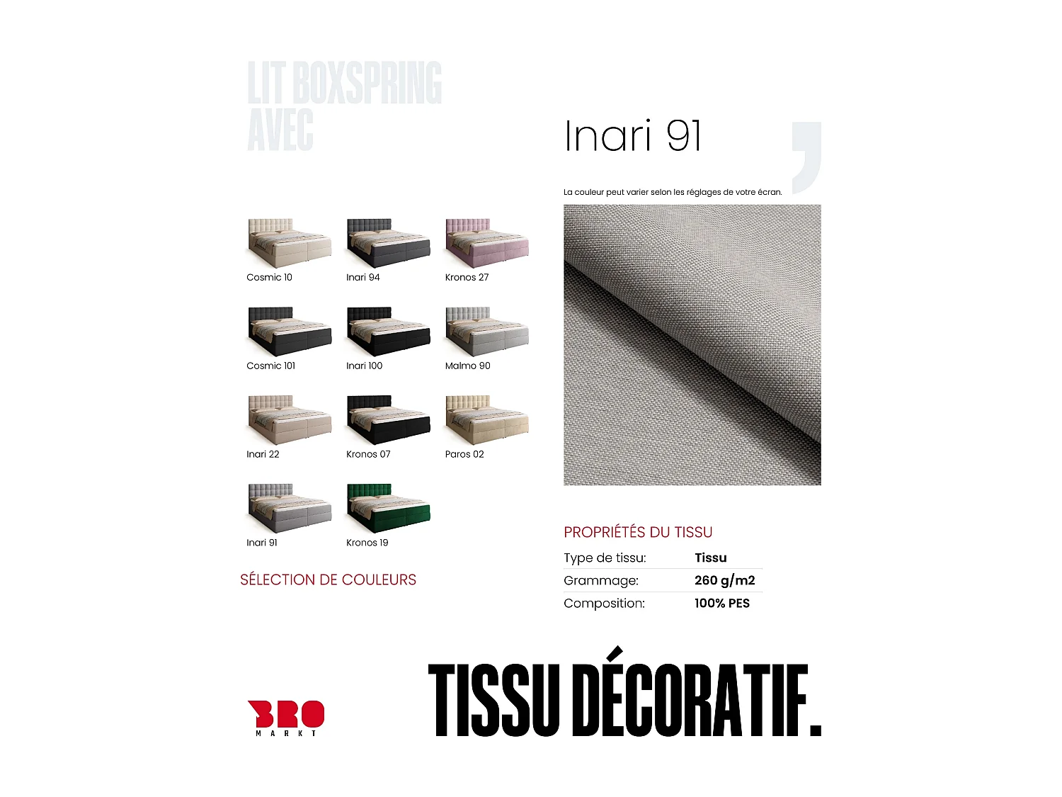 Lit boxspring avec rangement DETROIT - matelas - surmatelas - gris - 180x200 cm