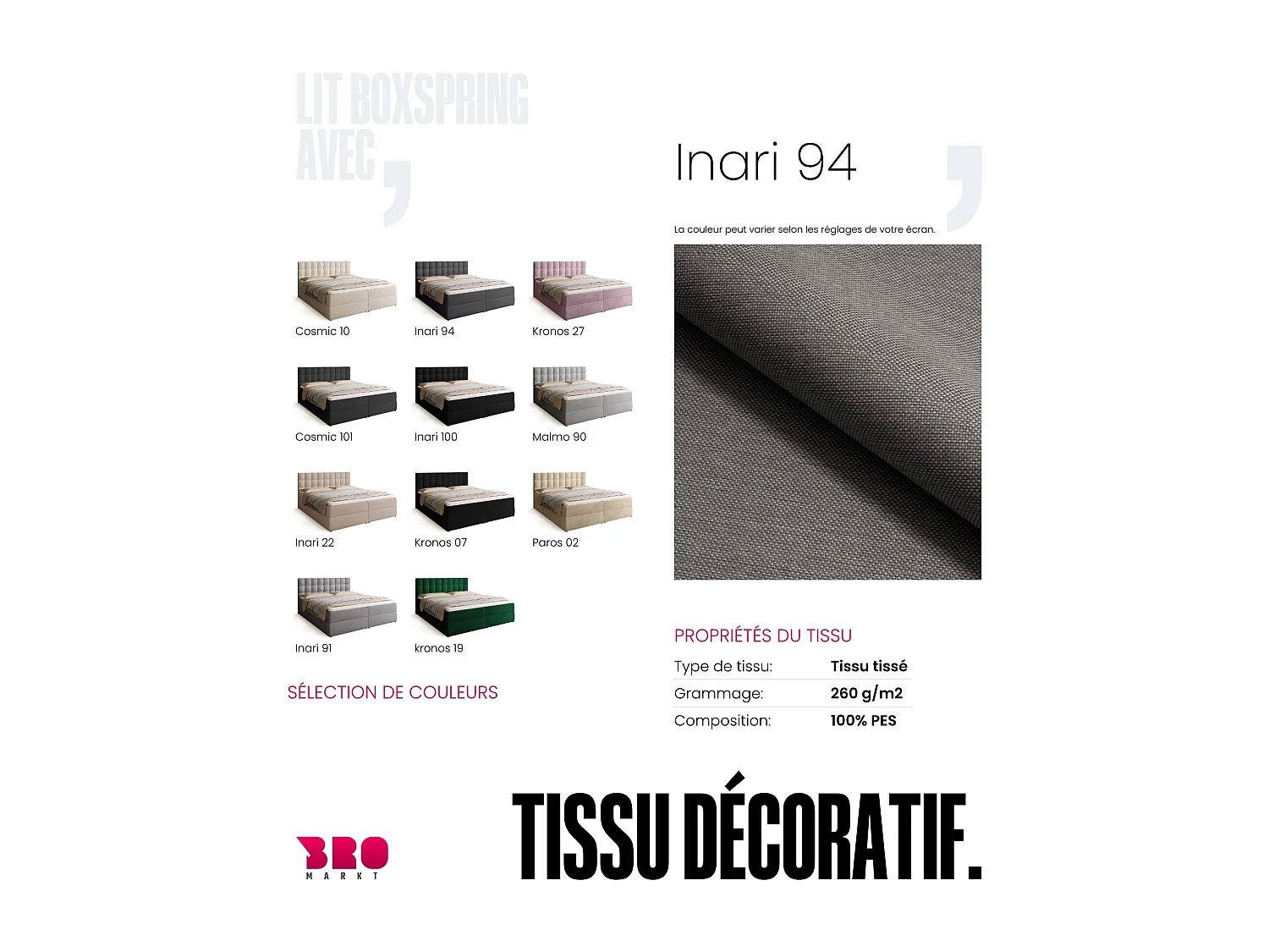 Lit boxspring avec rangement DETROIT - matelas - surmatelas - gris foncé - 180x200 cm