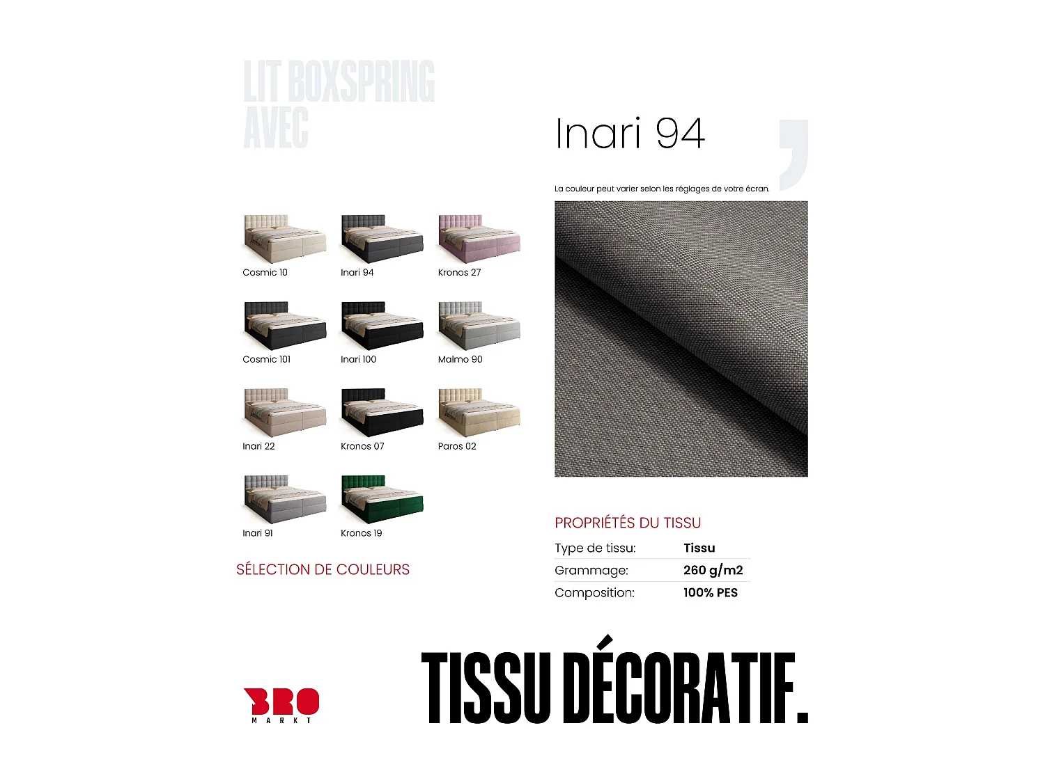 Lit boxspring avec rangement DETROIT - matelas - surmatelas - gris foncé - 180x200 cm