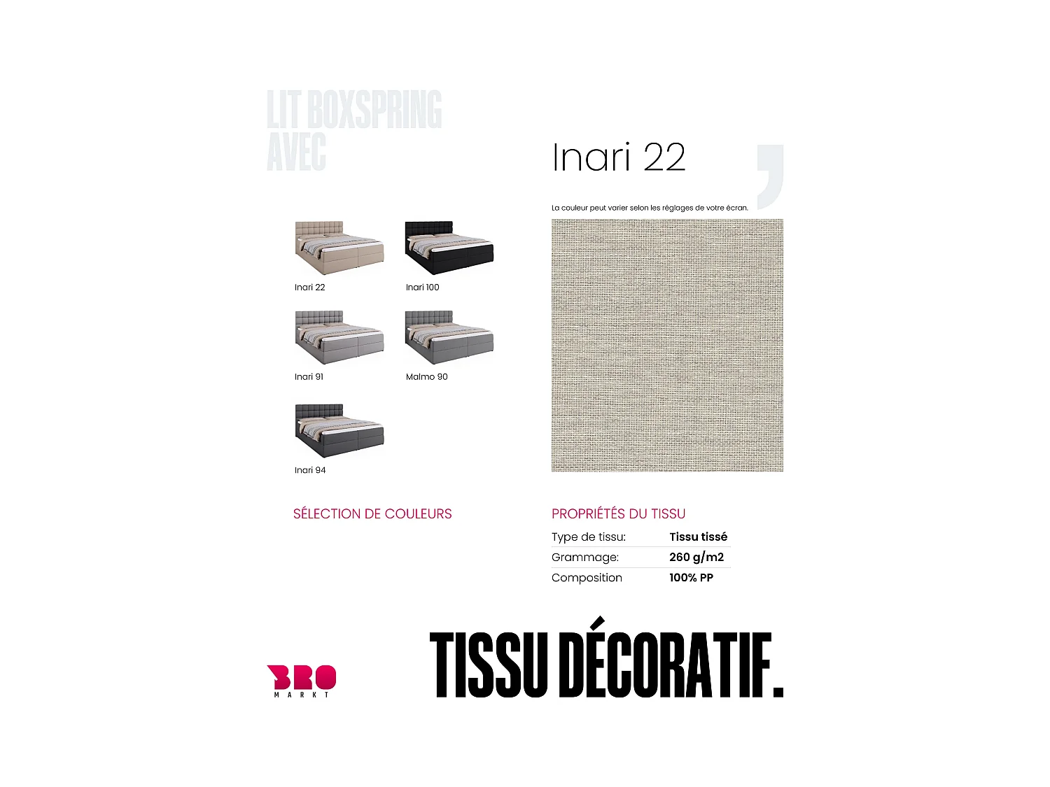 Boxspringbed met hoofdeinde, matras en dekmatras - DAKOTA - 180x200 - beige