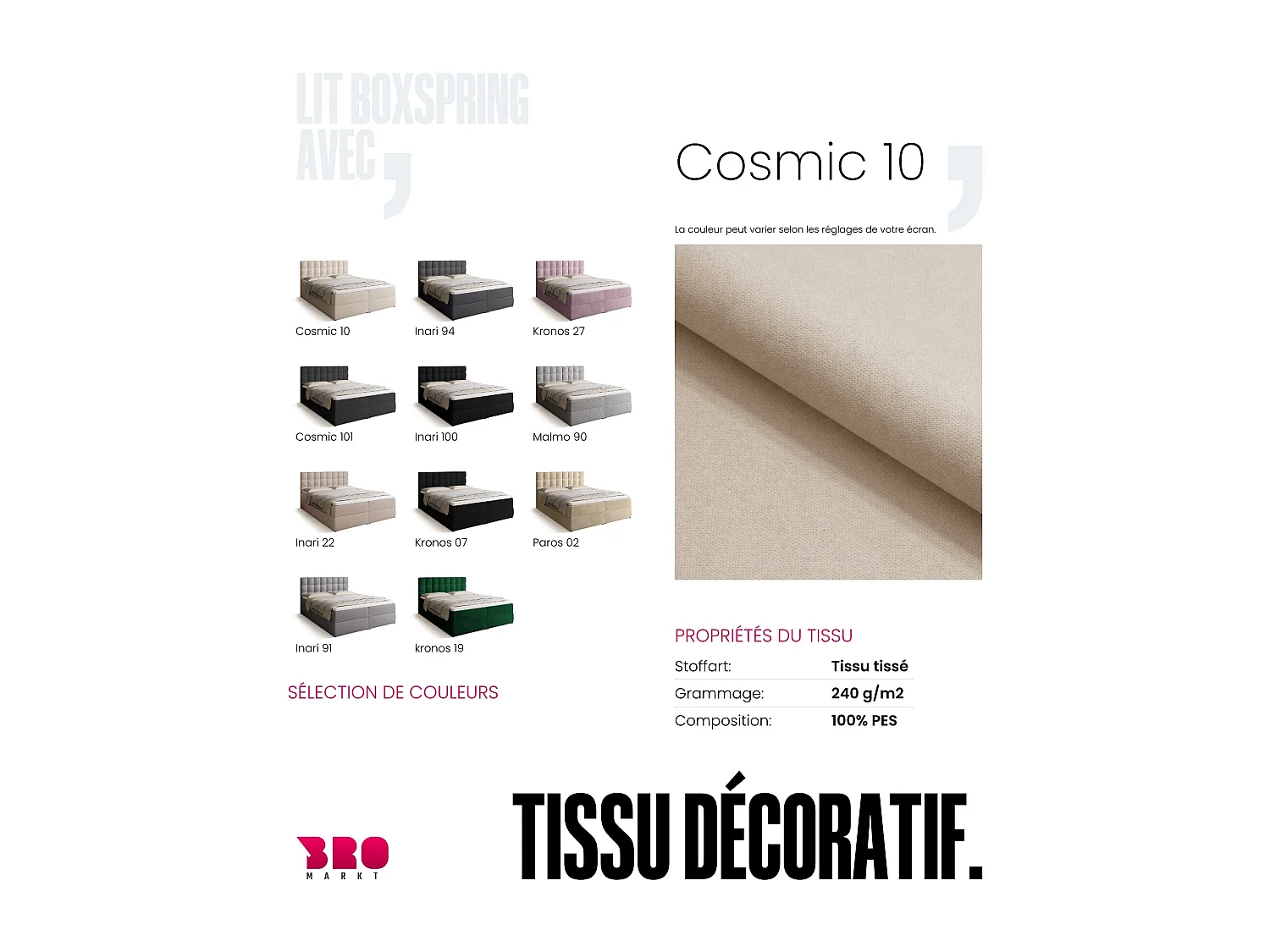 Lit boxspring avec rangement DETROIT - matelas - surmatelas - beige - 160x200 cm