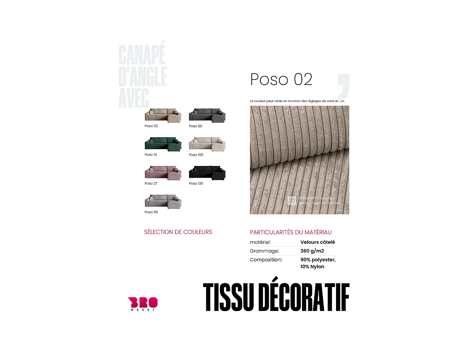 Hoekbank met slaapfunctie beige ADI L