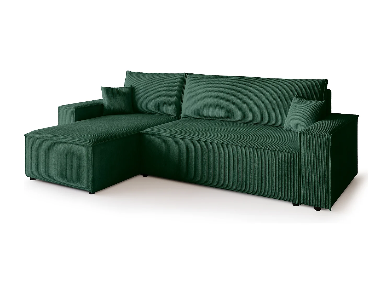 Canapé d'angle convertible en velours côtelé vert bouteille ADI L