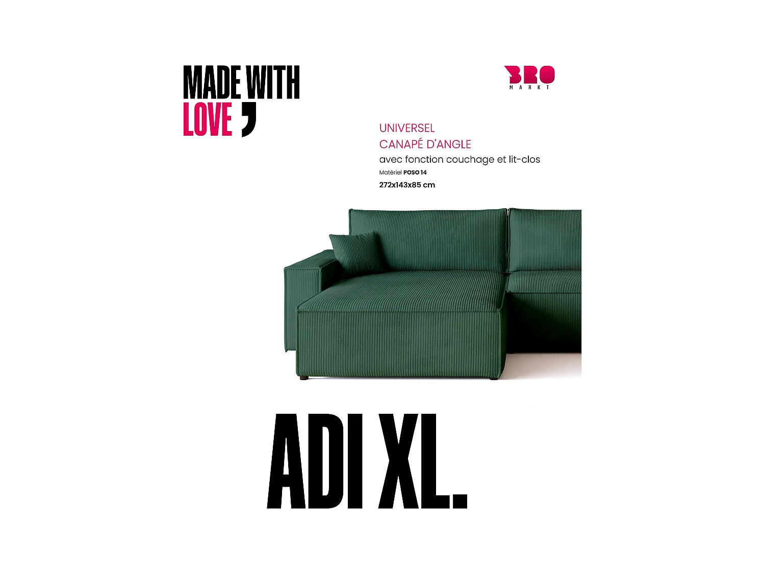 Hoekbank met slaapfunctie groente ADI XL