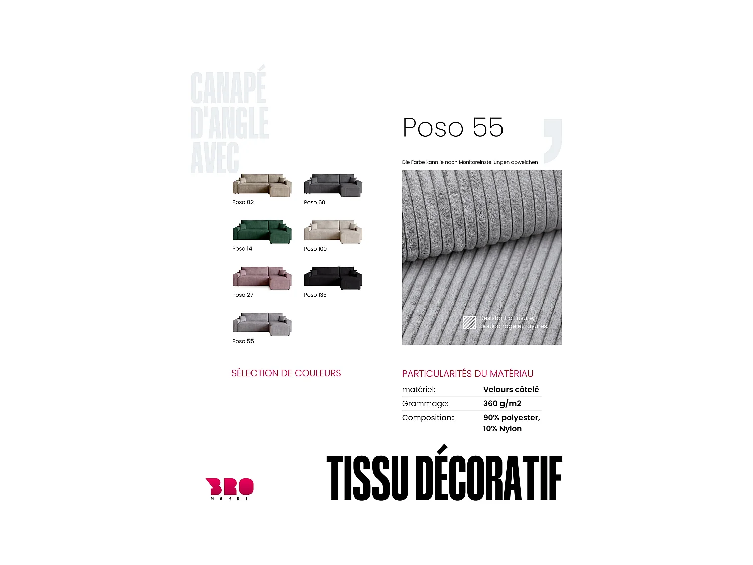 Hoekbank met slaapfunctie lichgrijs ADI L