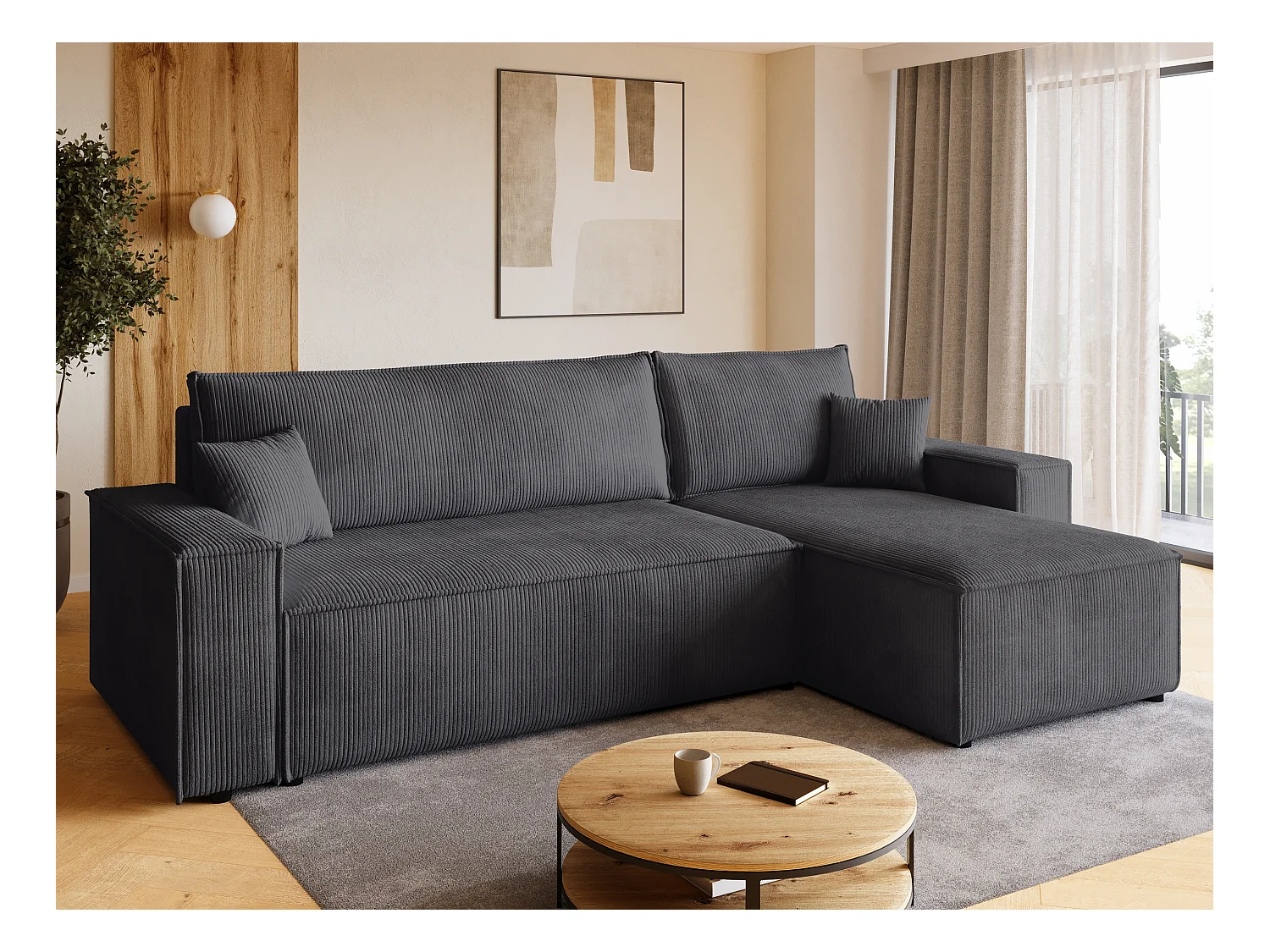 Hoekbank met slaapfunctie grijs ADI L