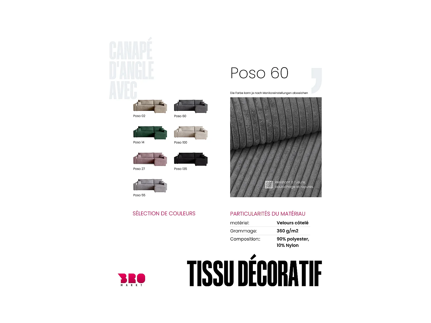 Hoekbank met slaapfunctie grijs ADI L