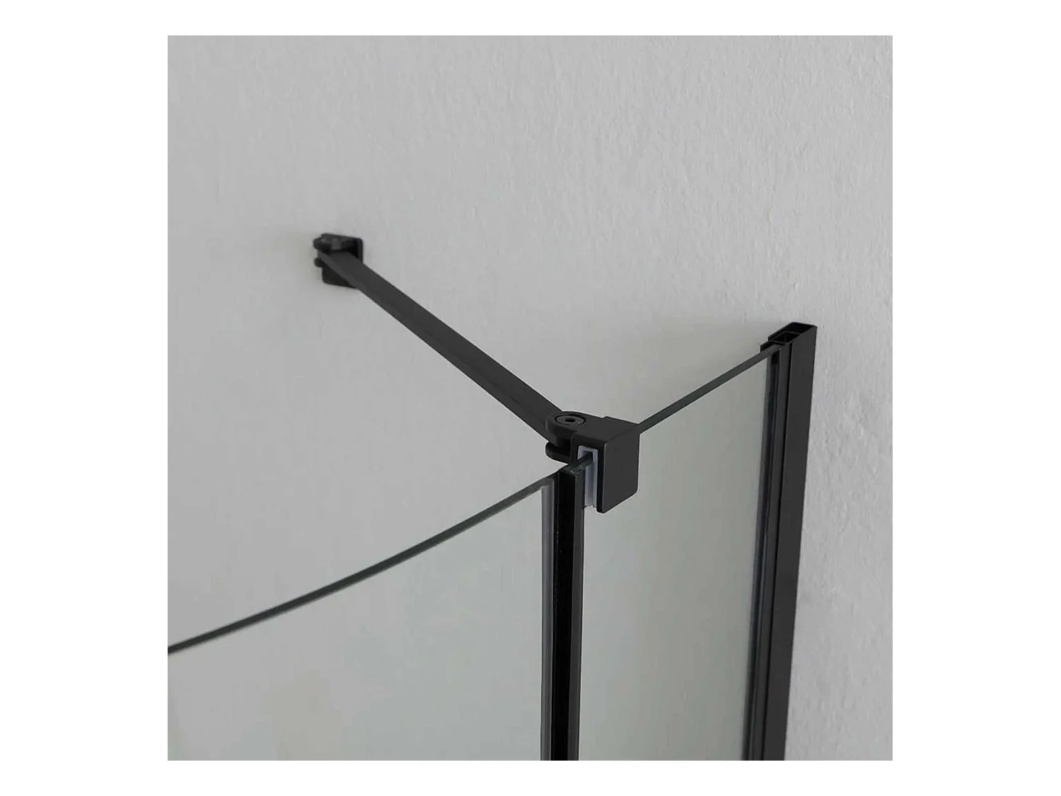 Box de duche de canto semicircular "Lions Two" em vidro preto mate sem perfis cm 80x80 190h