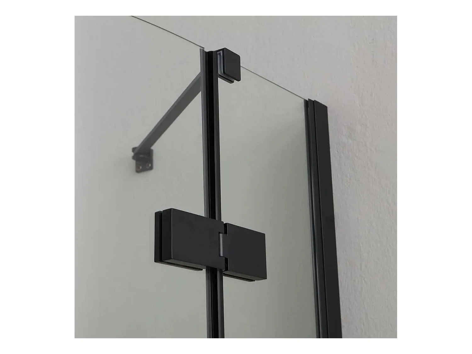 Box de duche de canto semicircular "Lions Two" em vidro preto mate sem perfis cm 80x80 190h