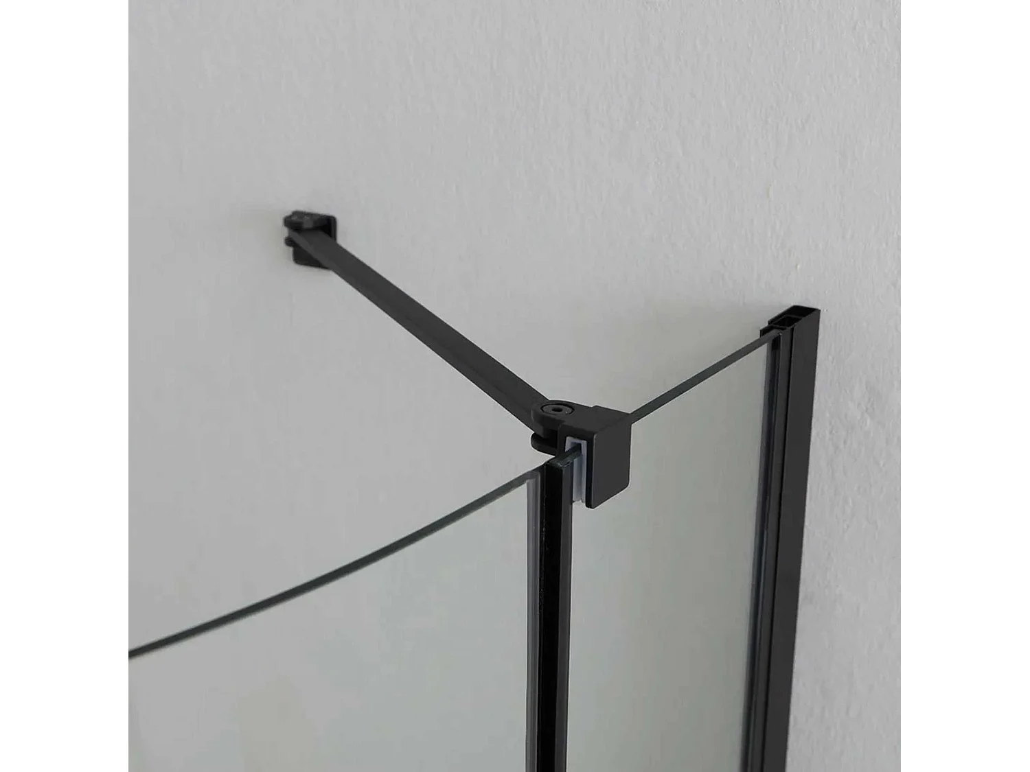 Halbrunde Eckduschkabine "Lions Two" aus mattschwarzem Glas ohne cm 80x80 190h Profile